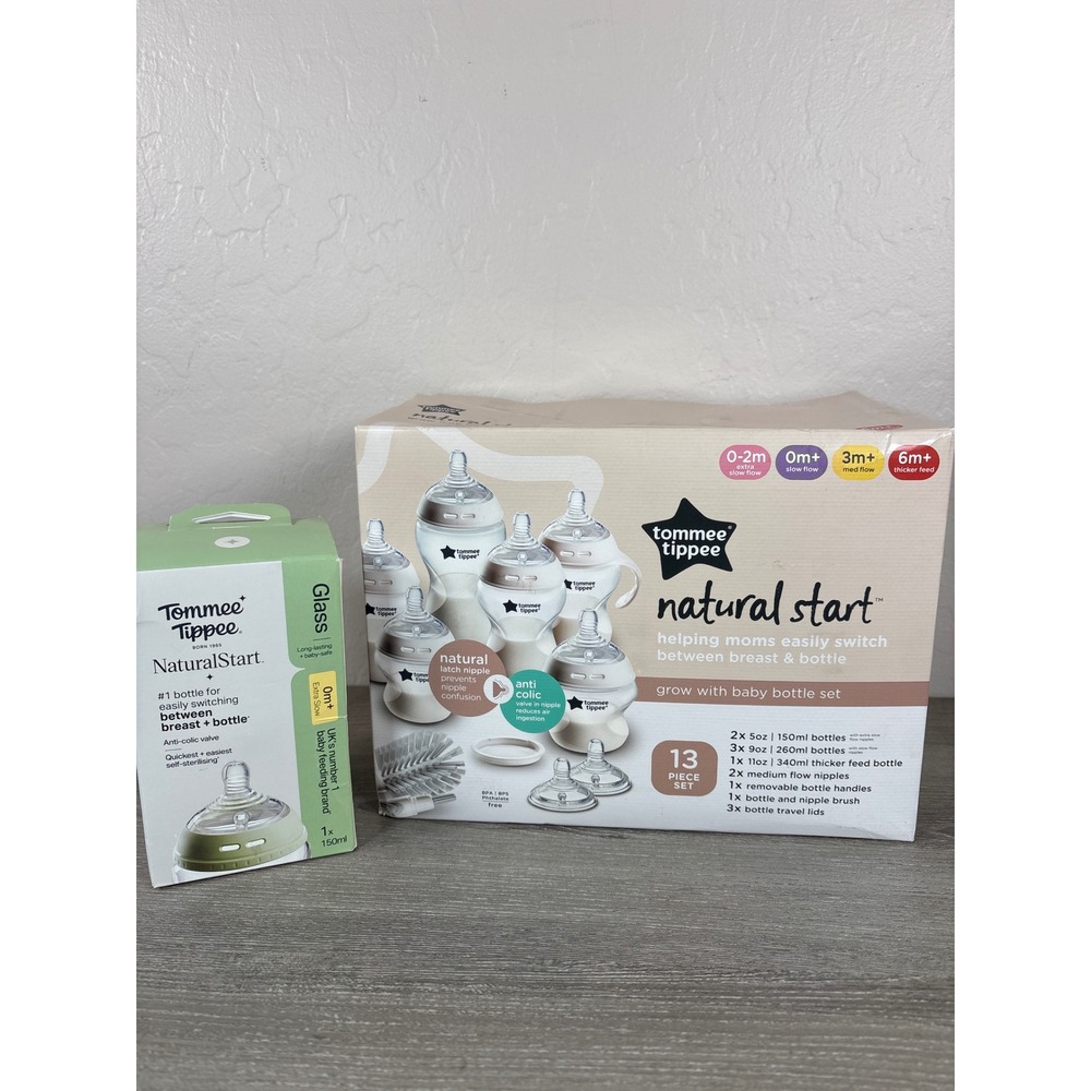 Tommee Tippee Natural Start Baby Bottle Set 13pc Plus 5oz Glass Bottle Bundle